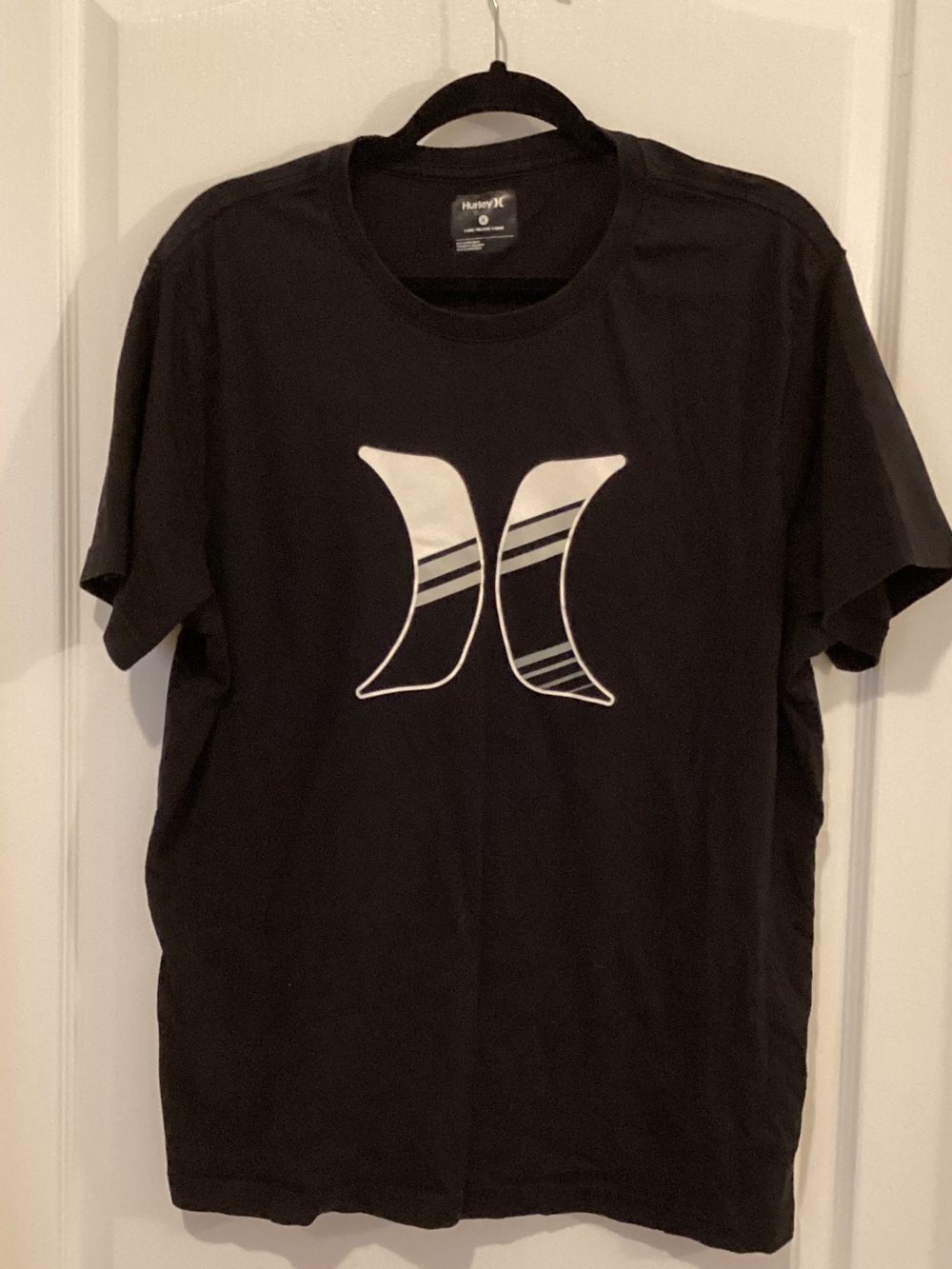 Hurley Black Tee with White Logo - Men's Short Sleeve